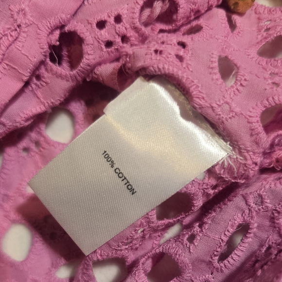 Calypso St. Barth Pink Eyelet Cotton Tassel Blouse Size Small - Picture 5 of 7